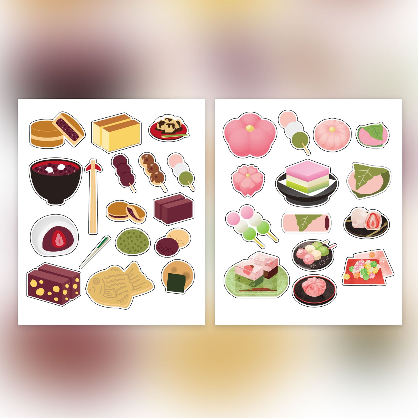 日式 和菓子 粉紅系 食品系列貼紙